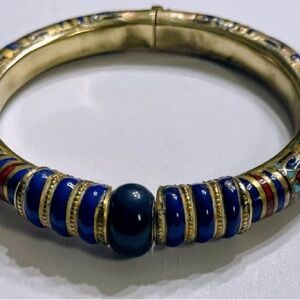 Wow Egyptian Revival enamel, lapis and 9kt bracelet of High Priest Pinedjem II